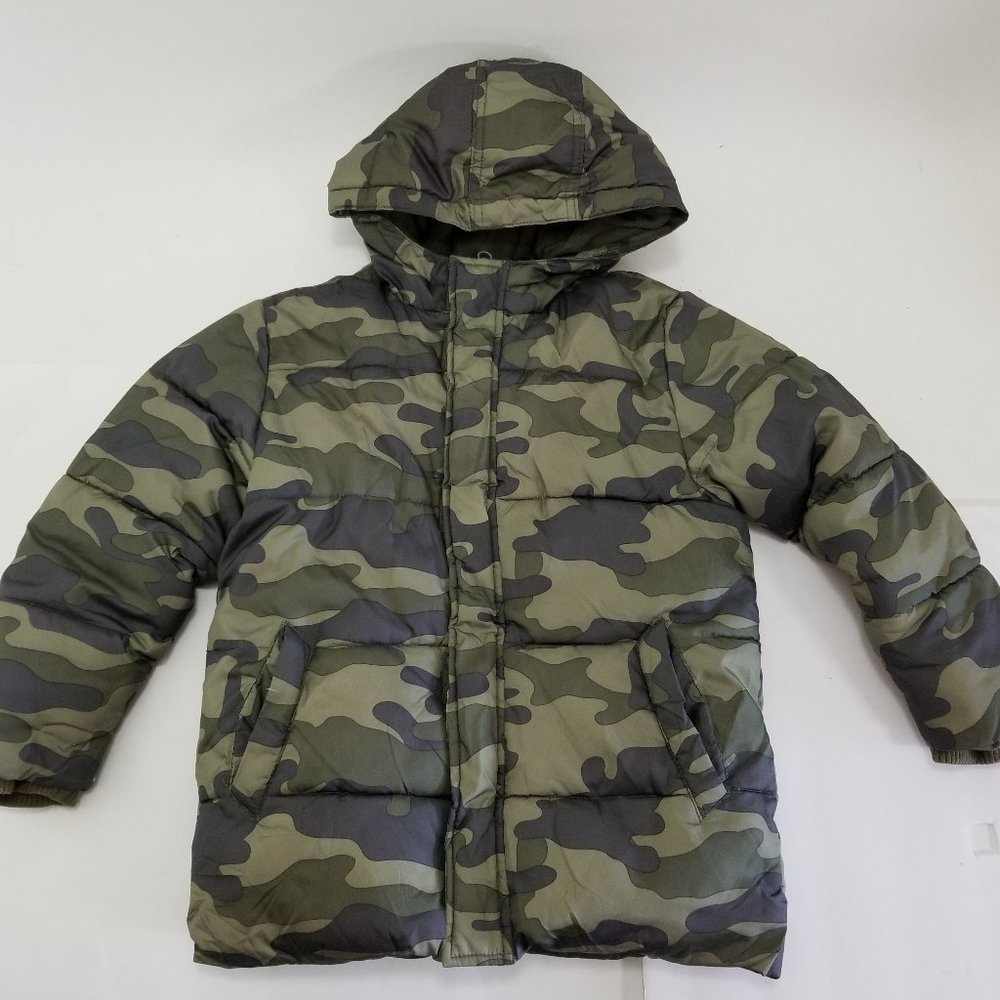 Camouflage Puffer Jacket Hooded | Olive Green | Gymboree Boy S (5-6)